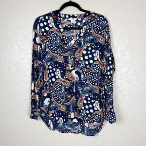 Entro Paisley a polka Dit tunic v neck blouse